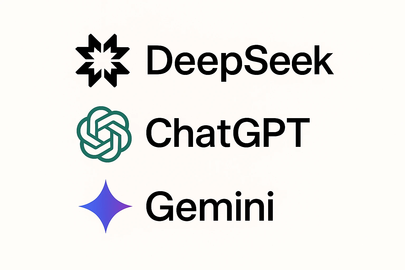 سه هوش مصنوعی Gemini, ChatGPT, DeepSeek
